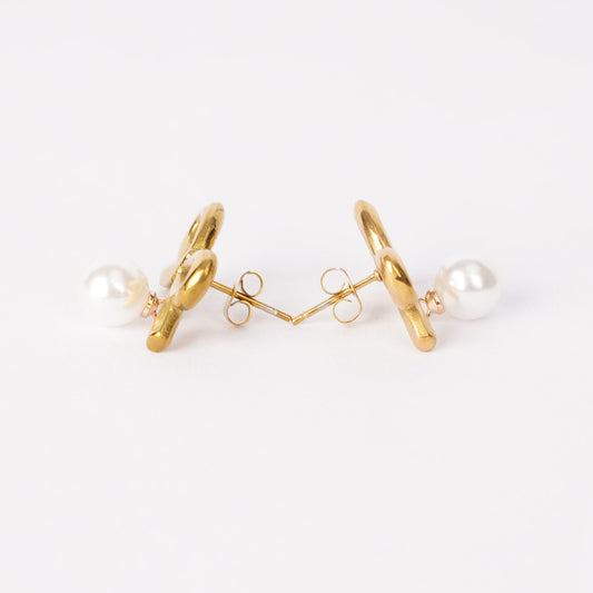Celeste Bow Pearl Drop Earrings