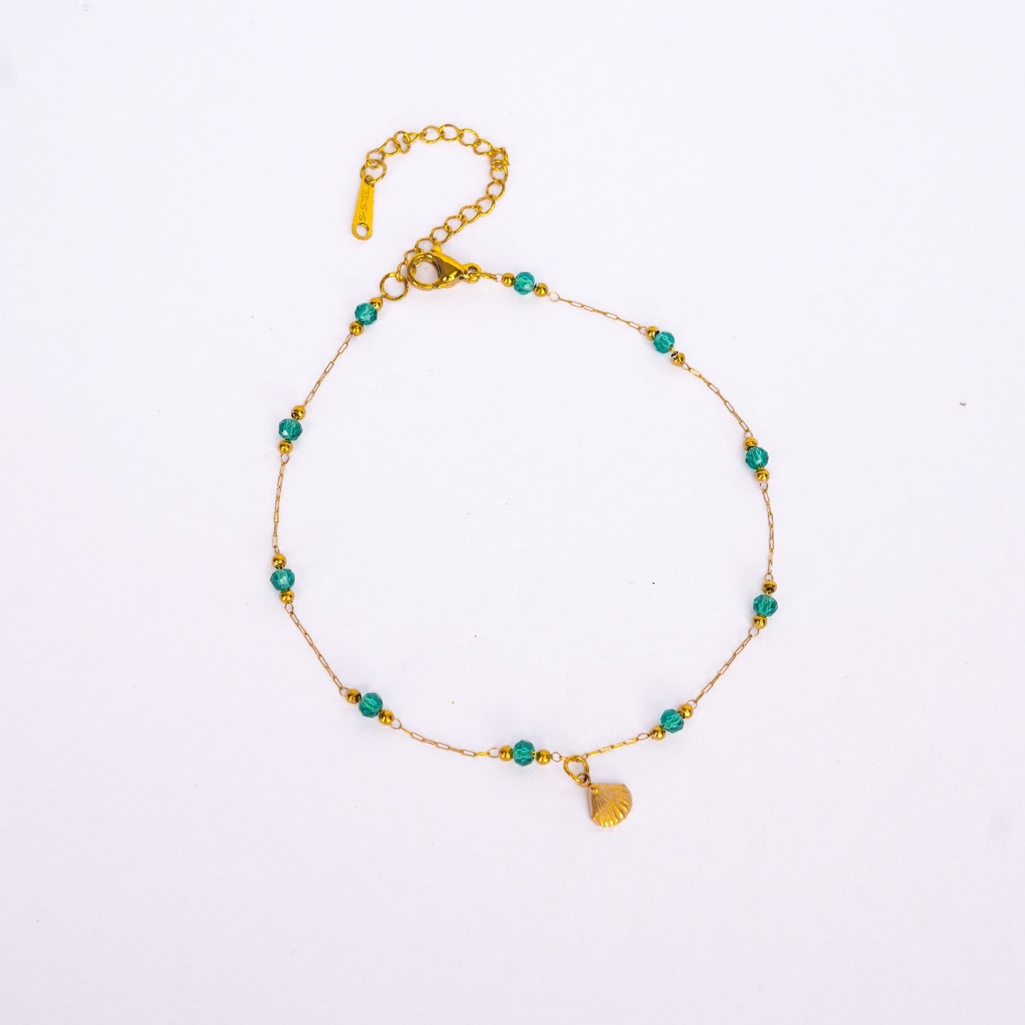 Flora Green Beaded Anklet