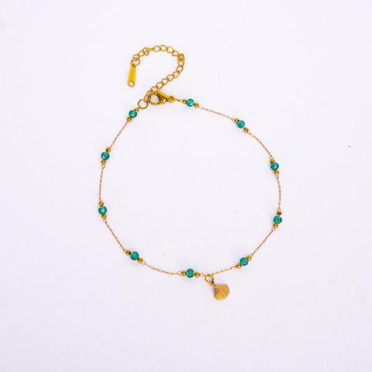 Flora Green Beaded Anklet