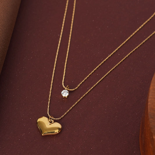Golden Heart Duo Necklace Set