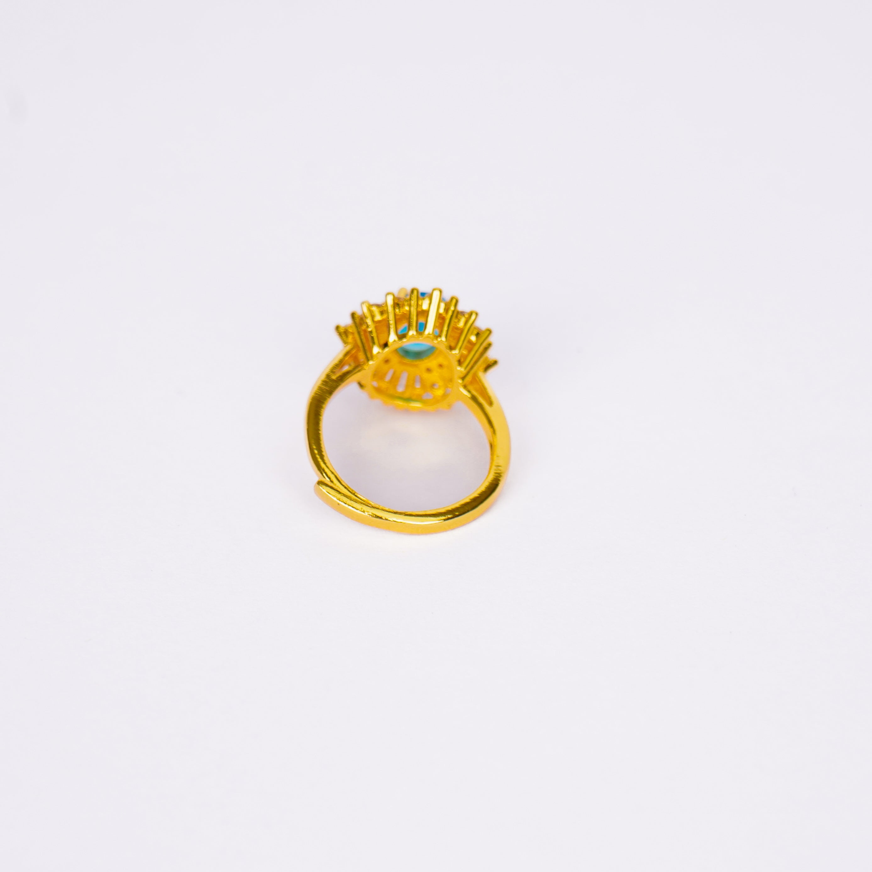 Aqua Flare Sunburst Ring