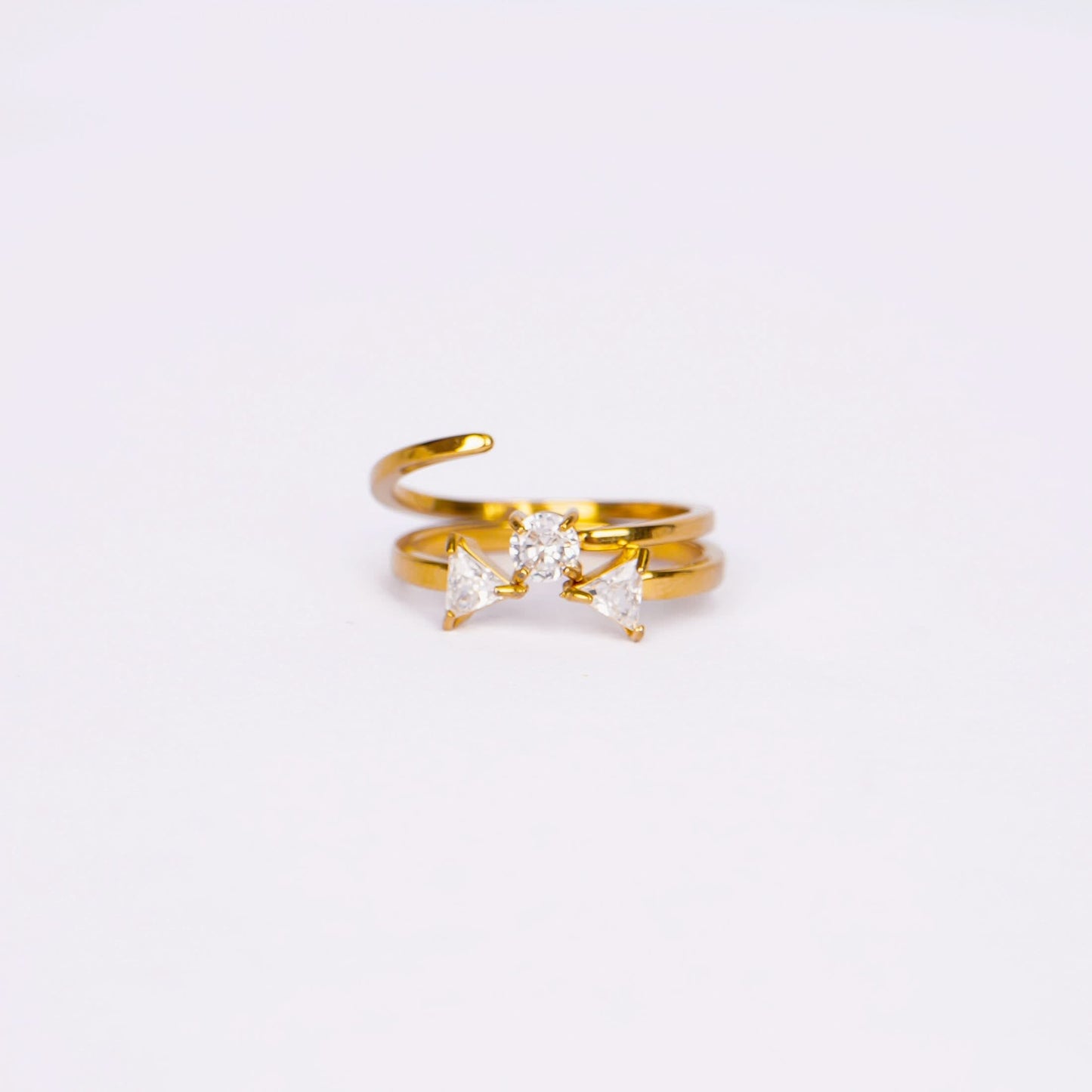 Modern Open Gold Triangle Ring