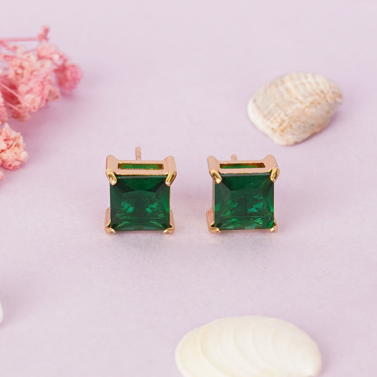 Green Crystal Stud Earrings