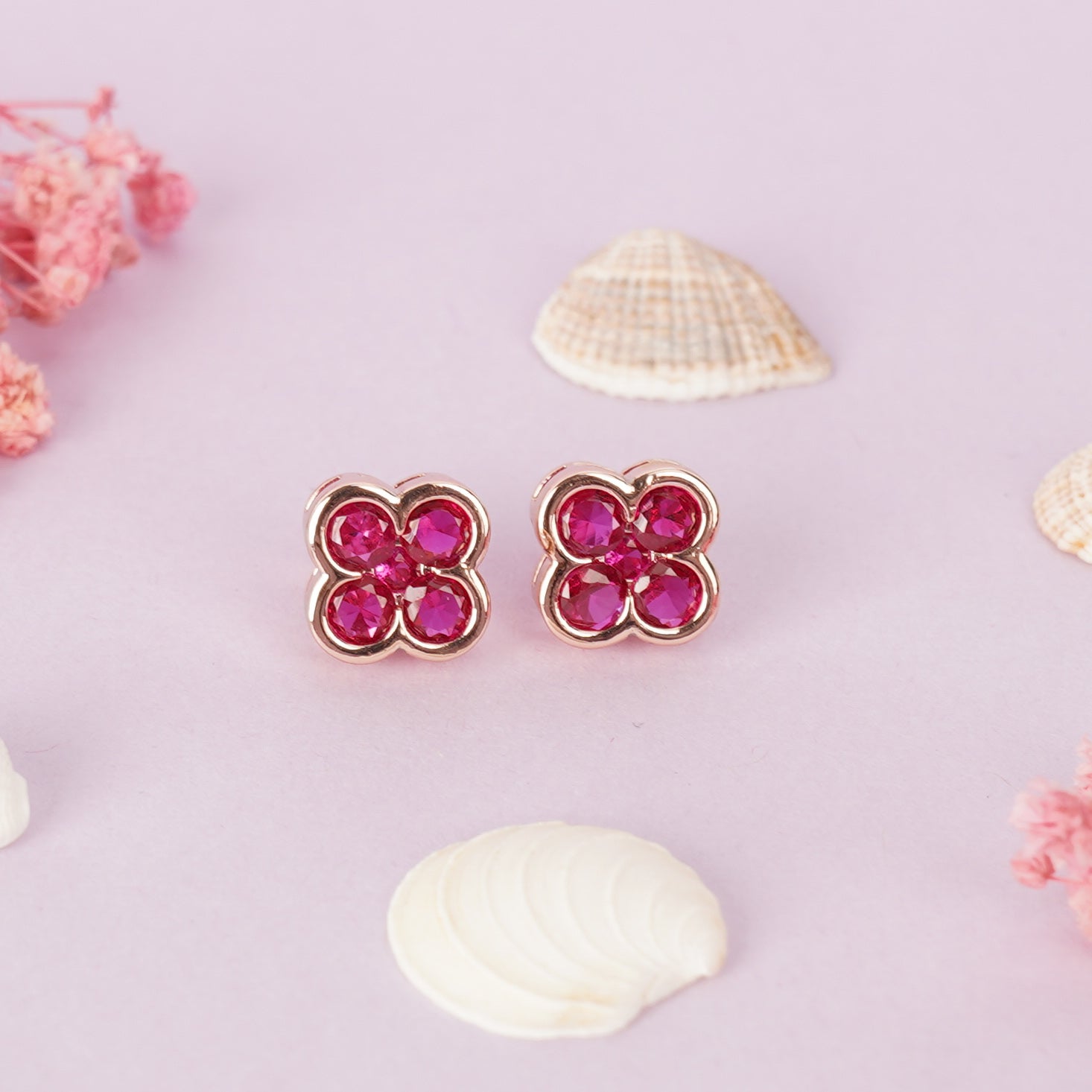 Ruby Bloom Stud Earrings