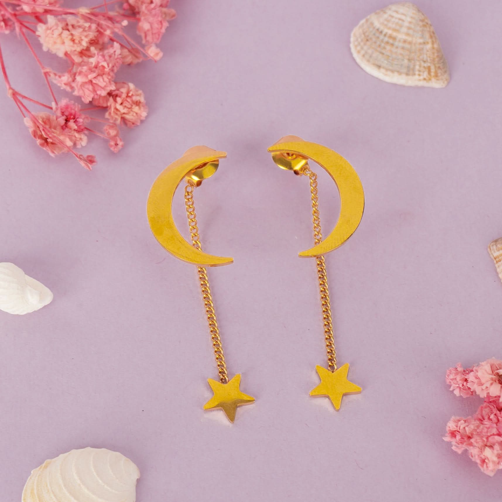 Moon & Star Drop Earrings