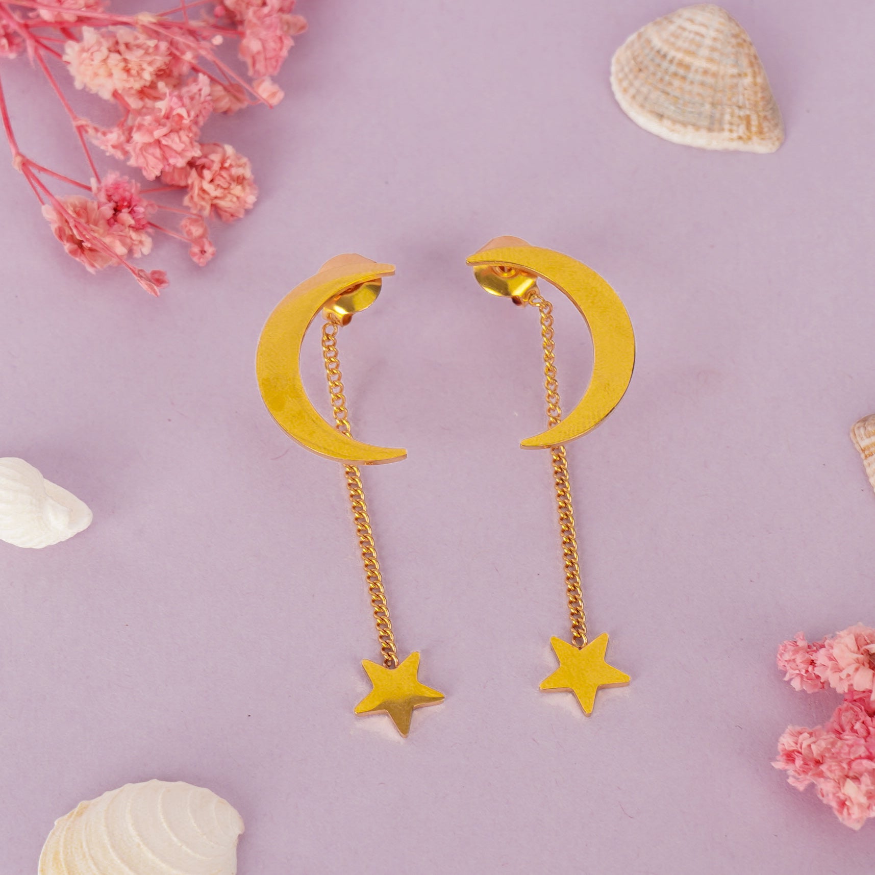Moon & Star Drop Earrings