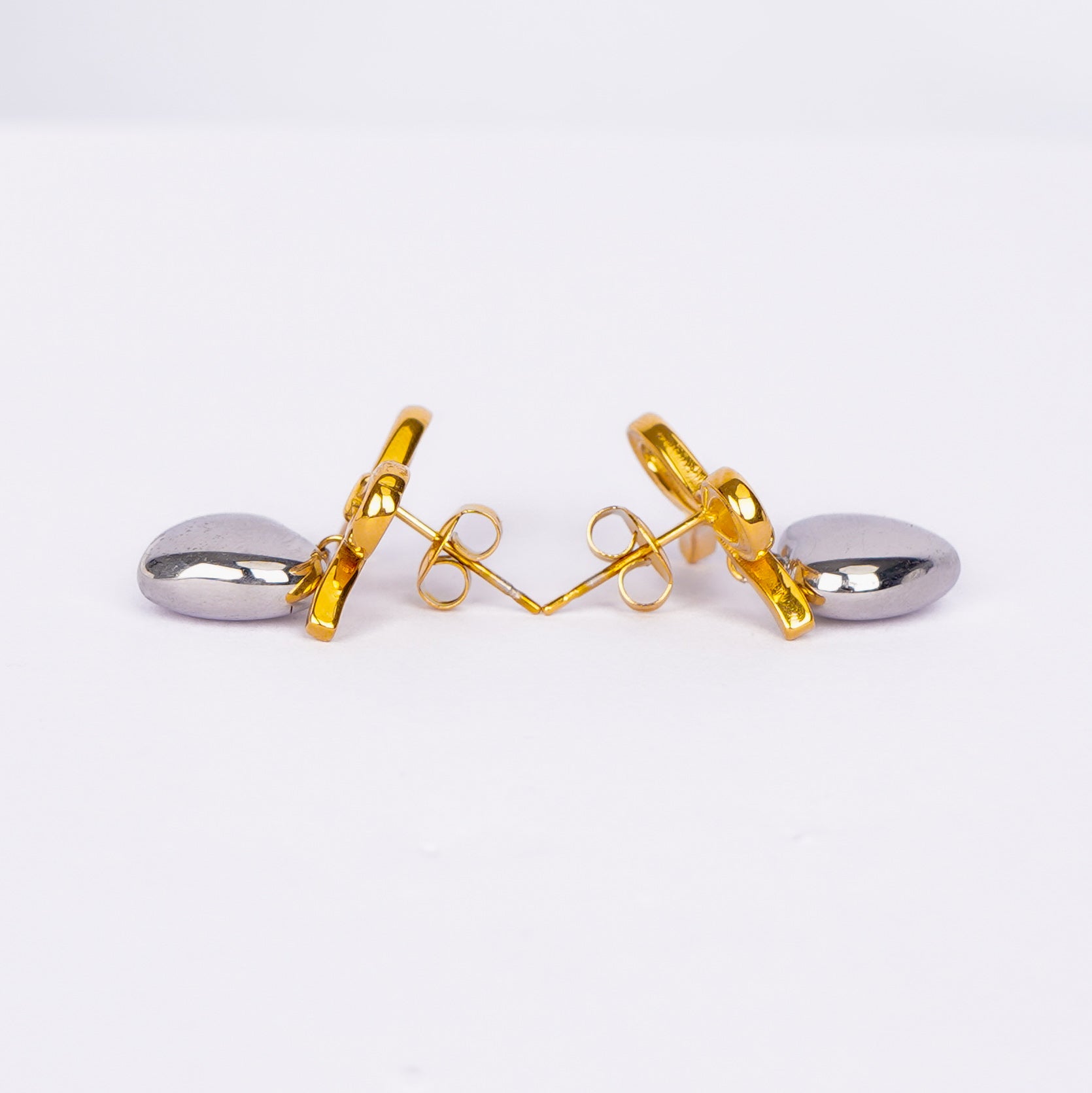 Bow Silver-Tone Heart Drop Earrings