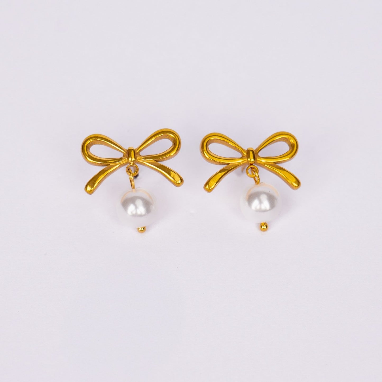 Celeste Bow Pearl Stud Earrings