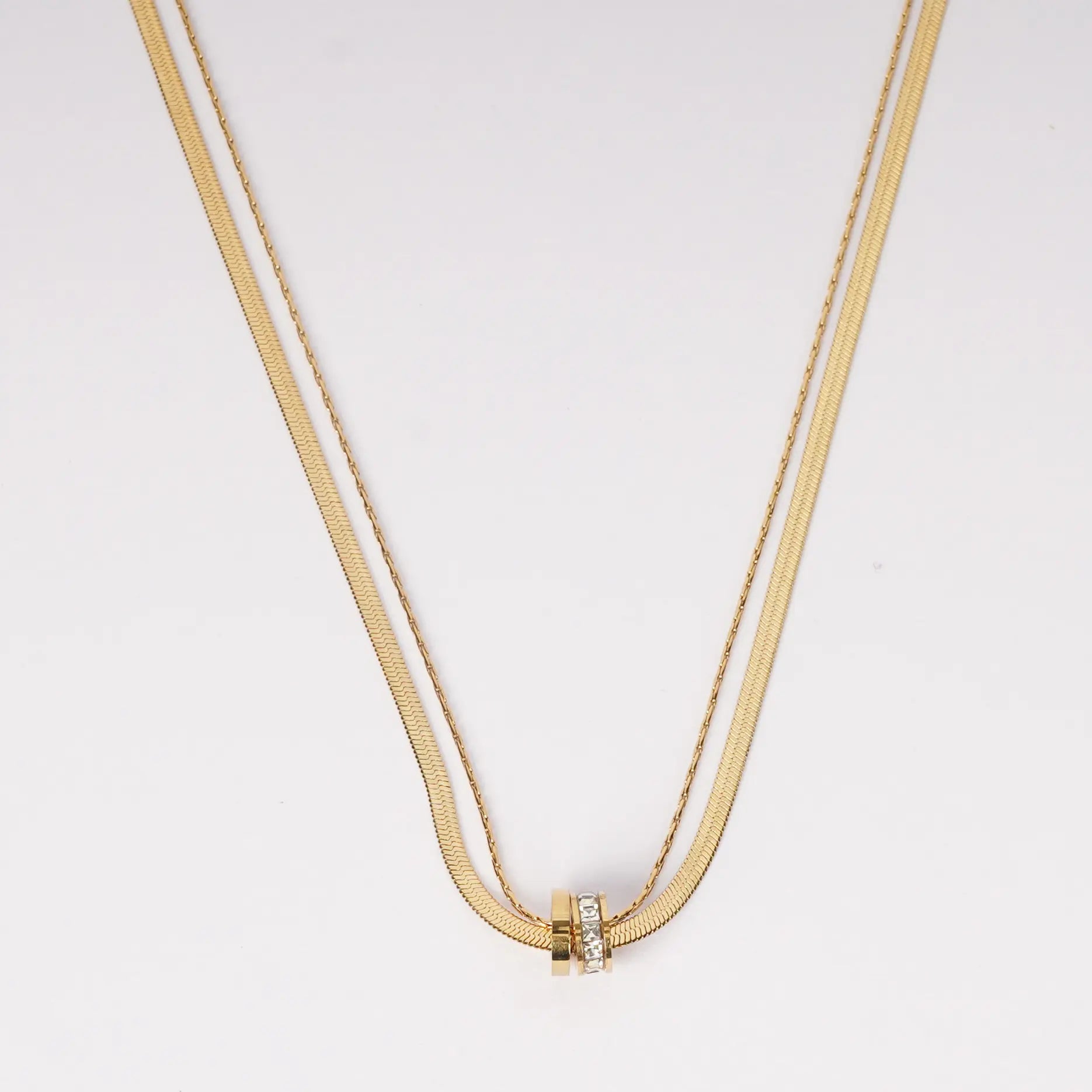 Layered Gold Chain Pendant Necklace