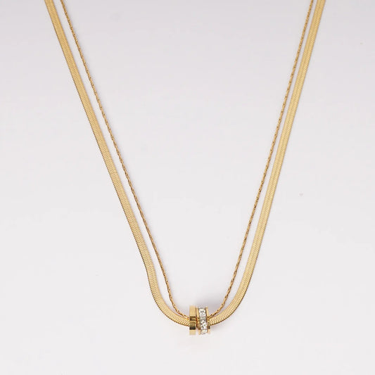 Layered Gold Chain Pendant Necklace