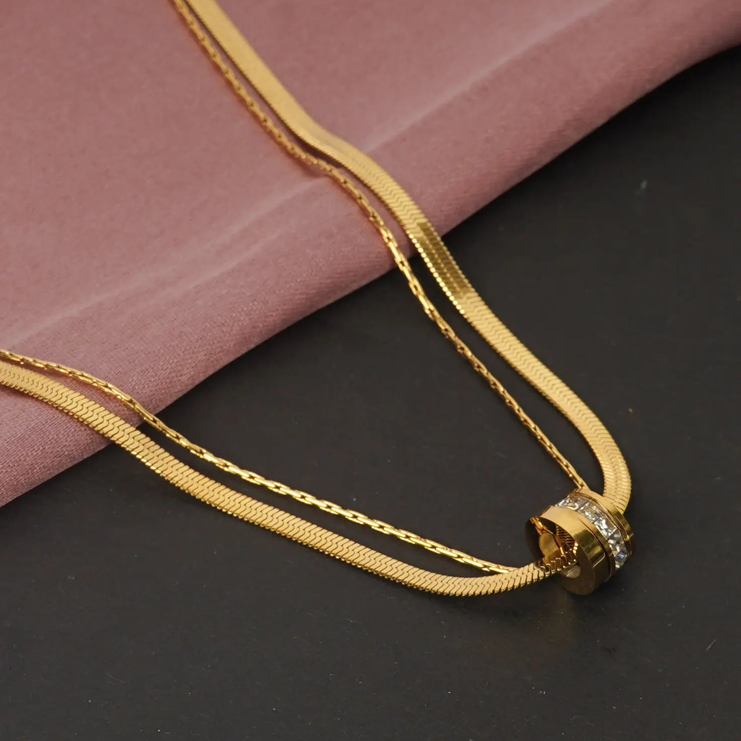Layered Gold Chain Pendant Necklace