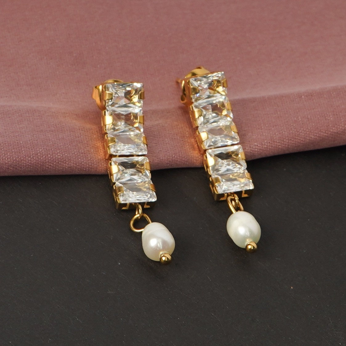 Gllora Pearl Radiance Crystal Drop Earrings