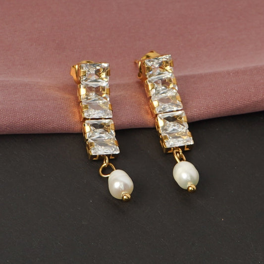 Gllora Pearl Radiance Crystal Drop Earrings