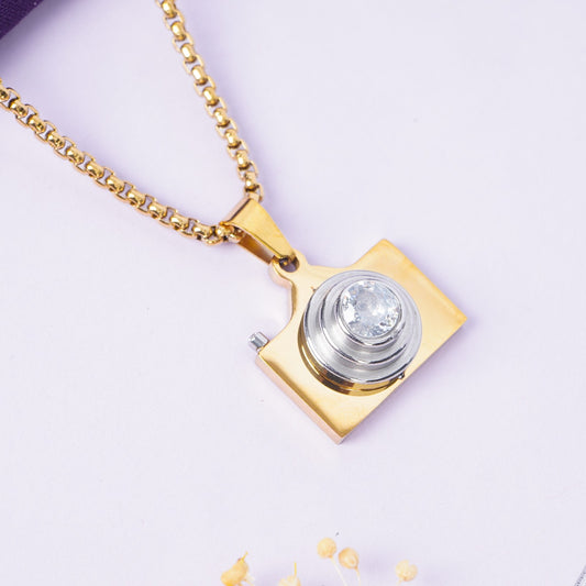 Gold Plated Camera Necklace