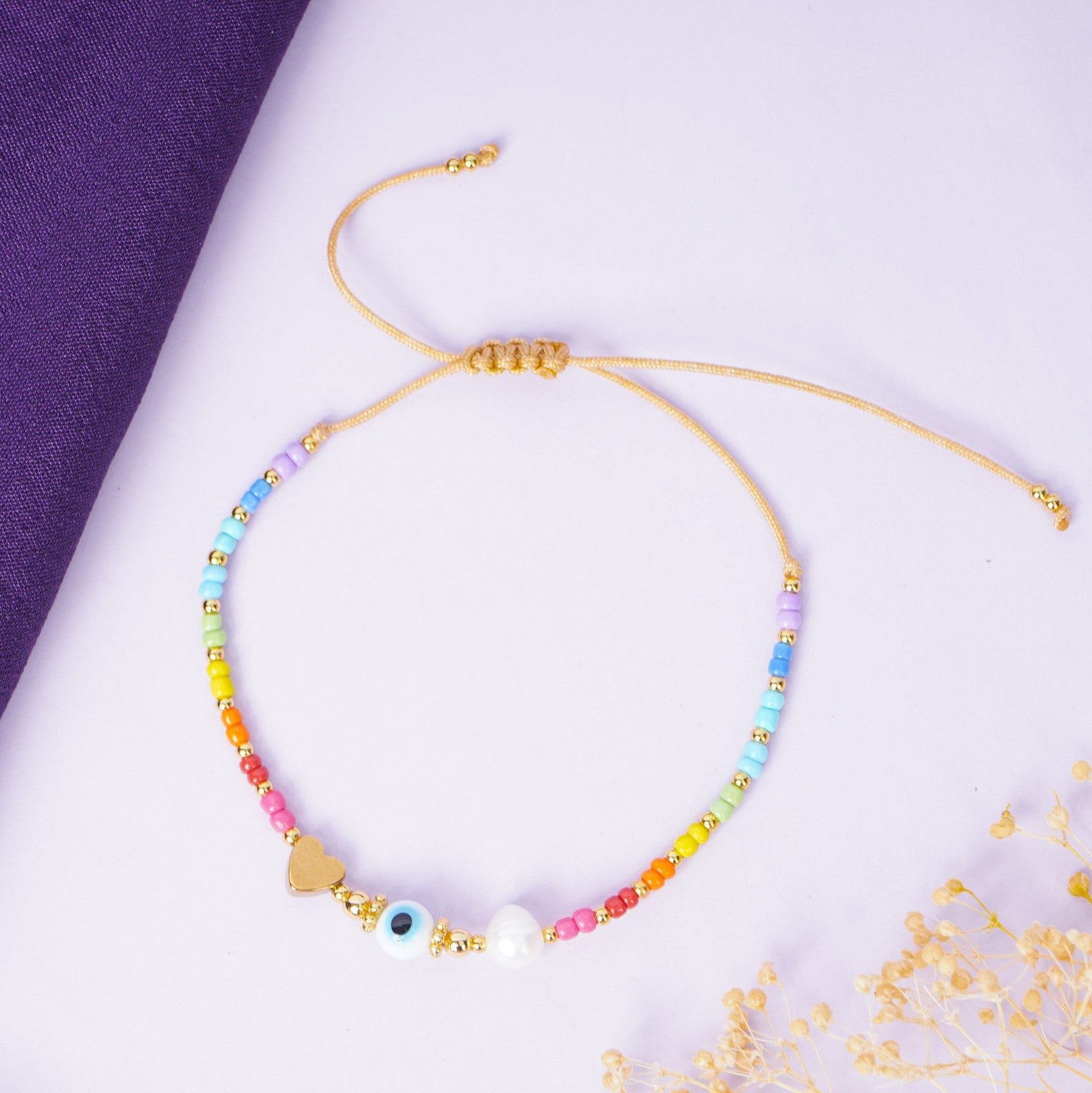 Evil Eye & Heart Colorful Beaded Rakhi