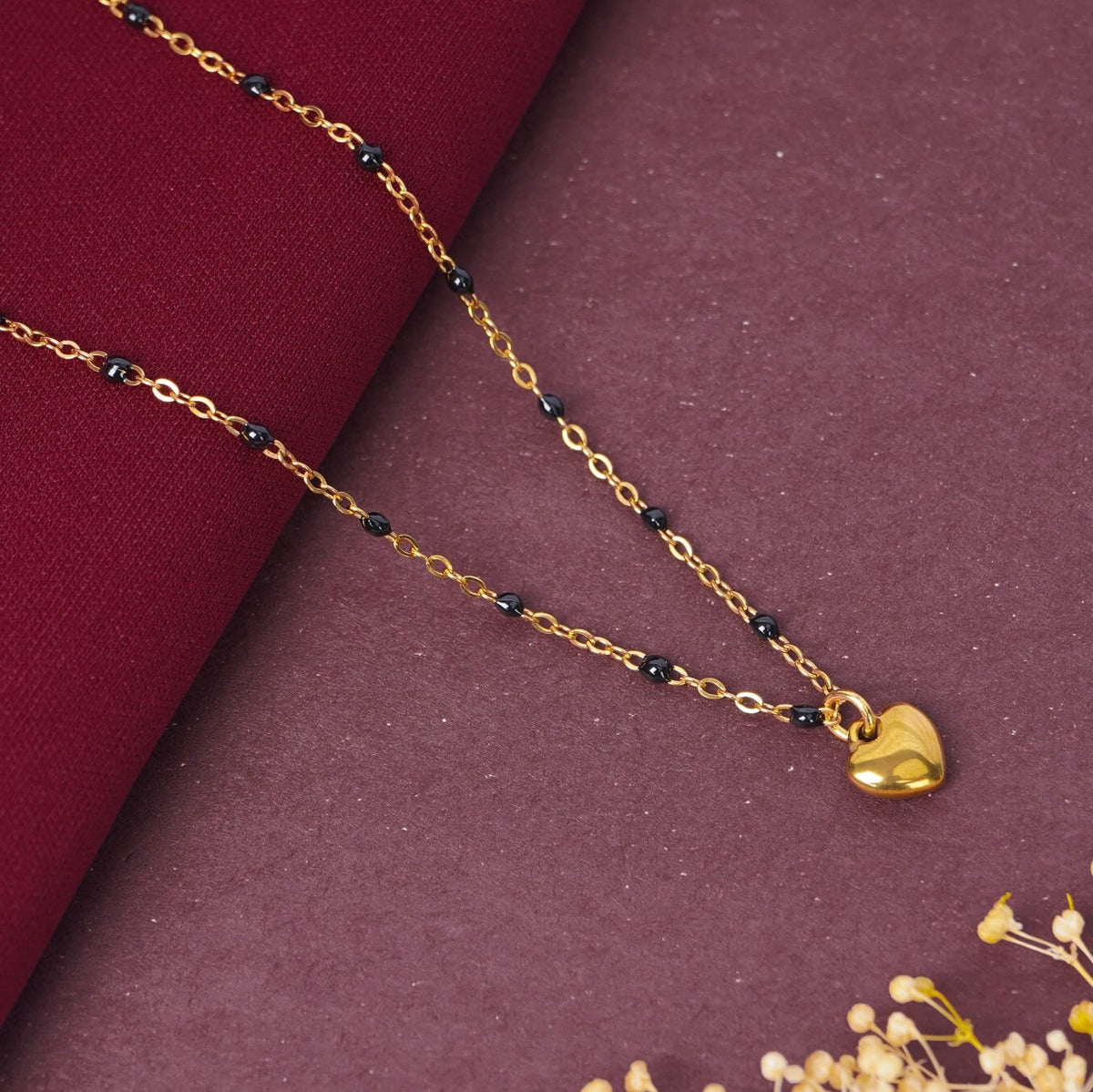 Bulky Heart Charm Mangalsutra