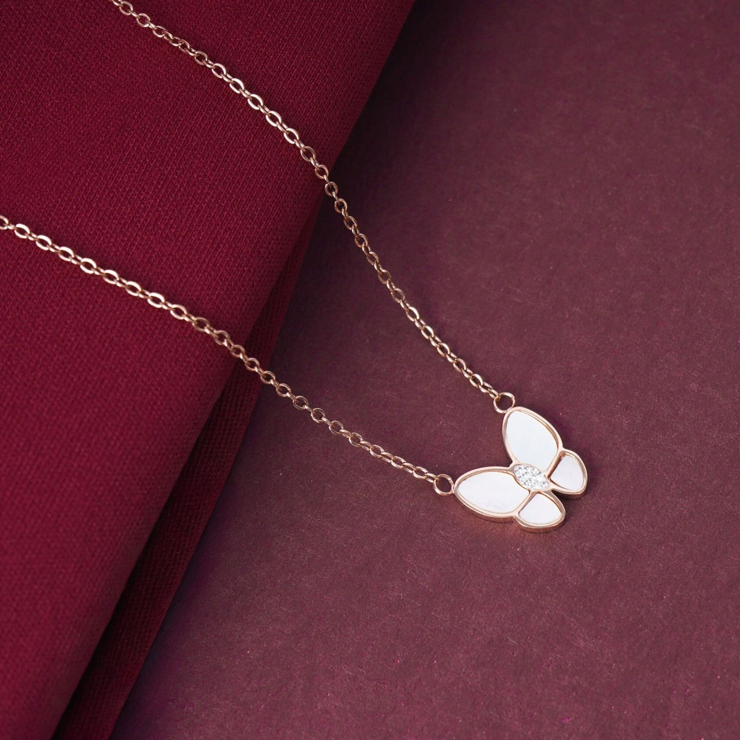 Rose-Gold Butterfly Pendant Necklace