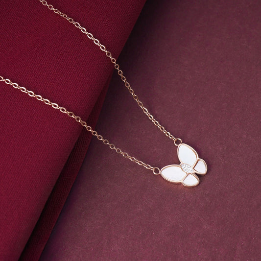 Rose-Gold Butterfly Pendant Necklace