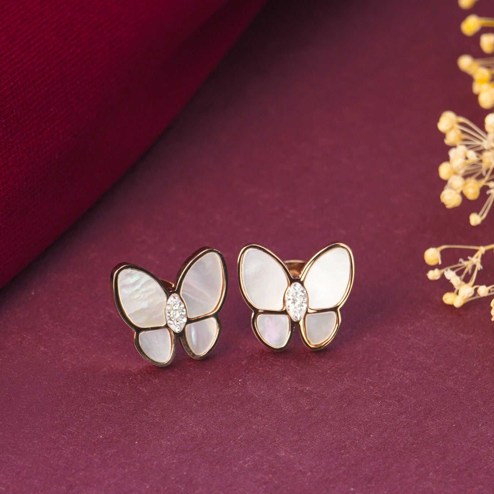 Gllora Rosé Flutter Butterfly Stud Earrings