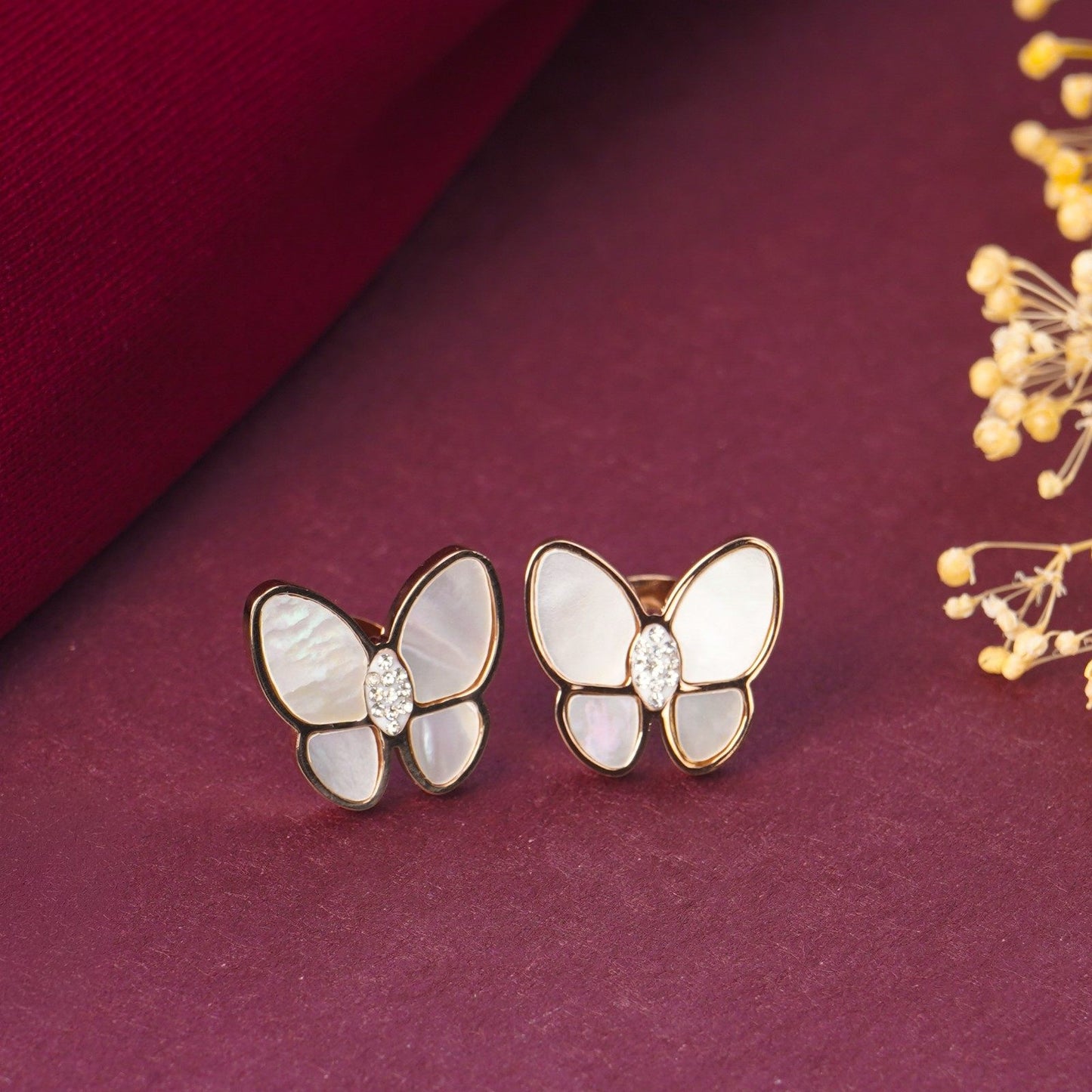 Gllora Rosé Flutter Butterfly Stud Earrings