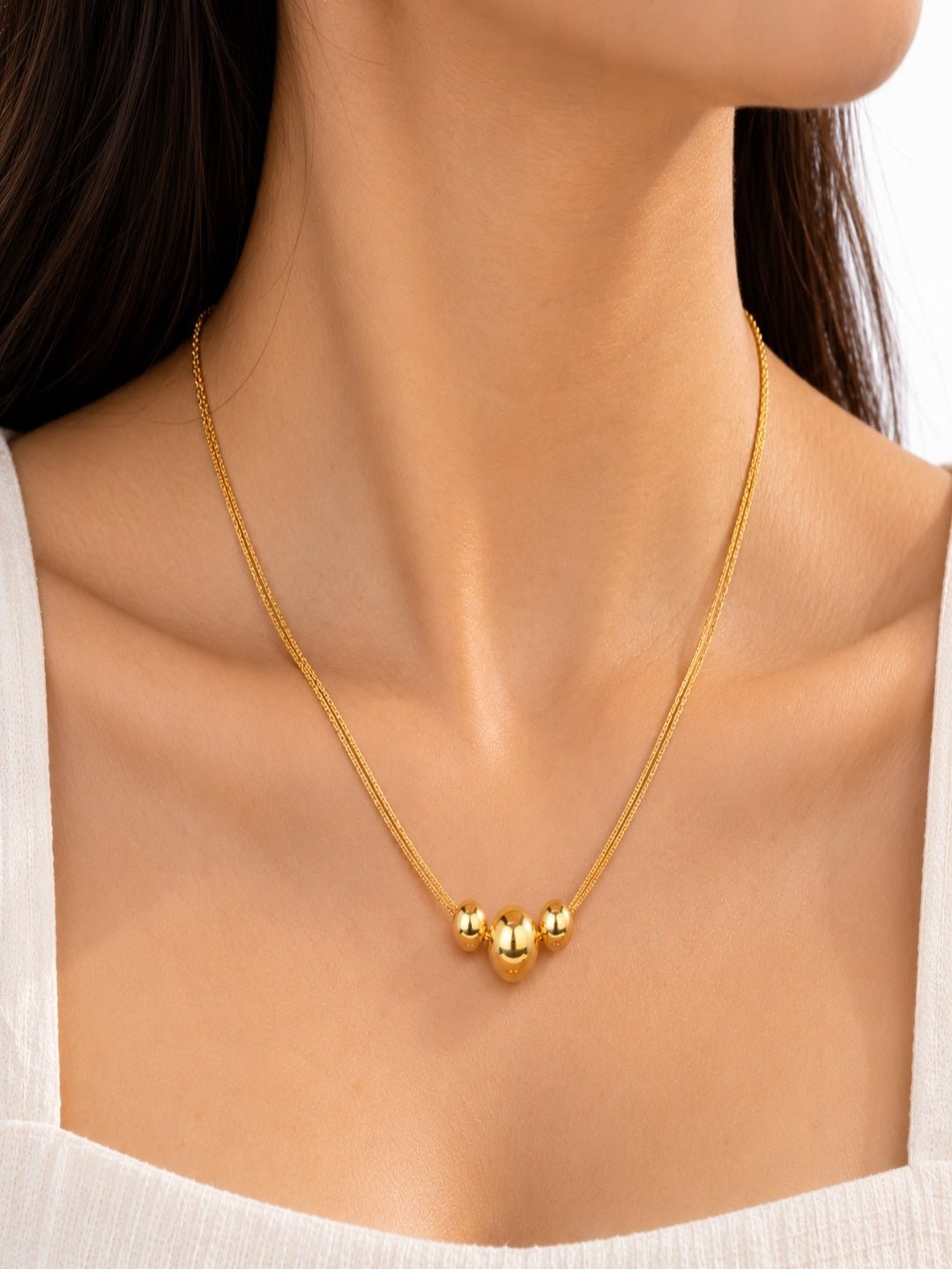 Triple Ball Double-Layer Necklace