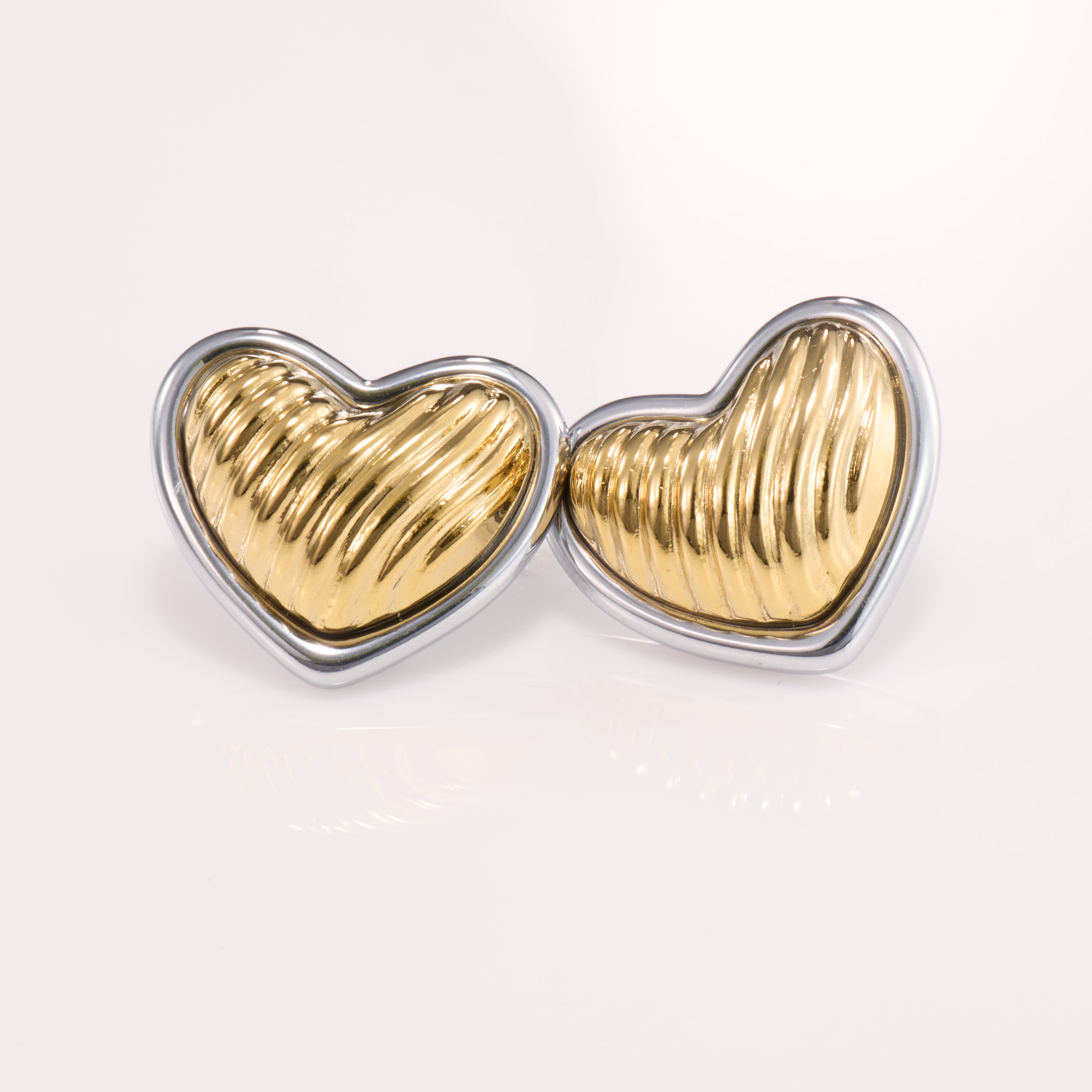 Amouréa Dual-Tone Heart Stud Earrings