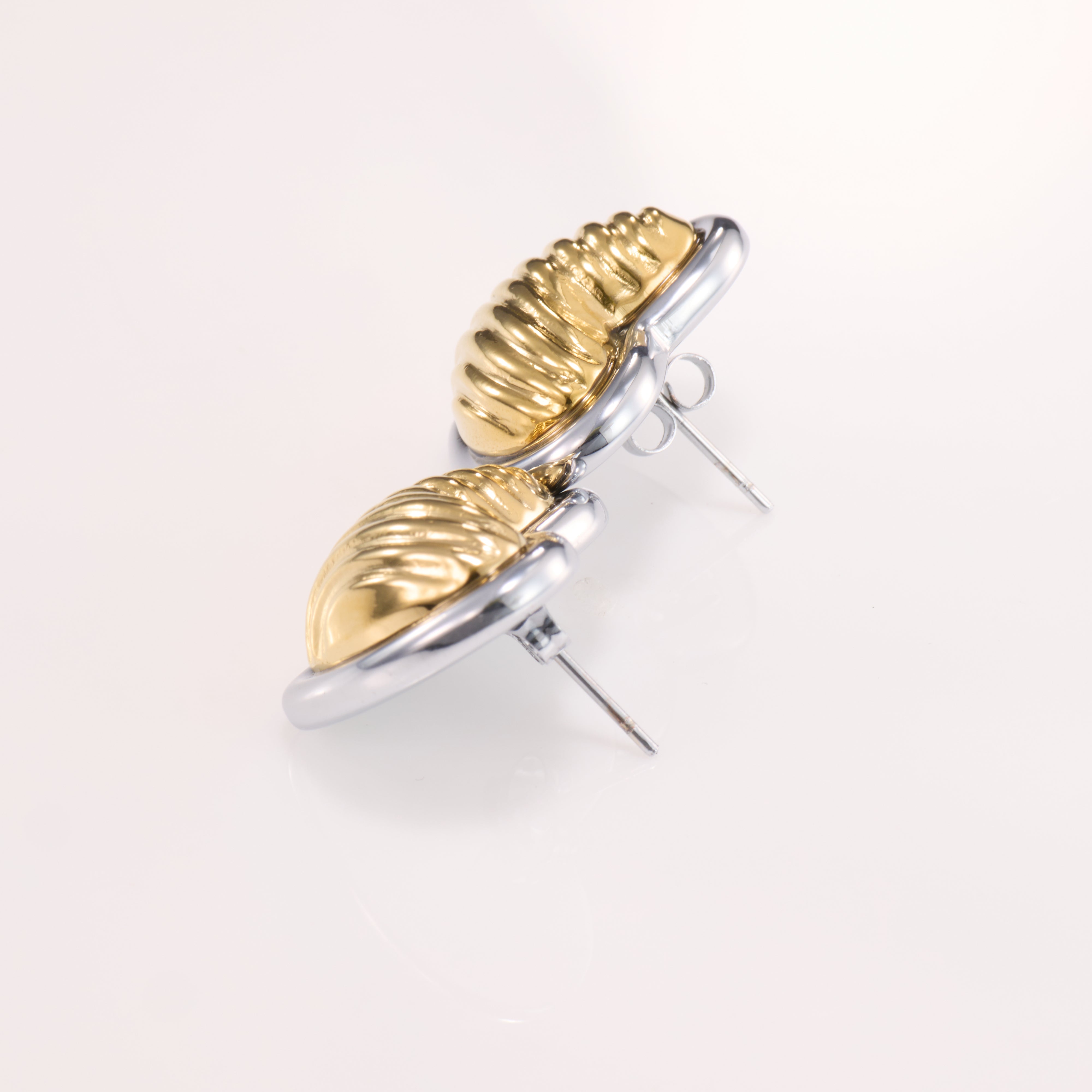 Amouréa Dual-Tone Heart Stud Earrings