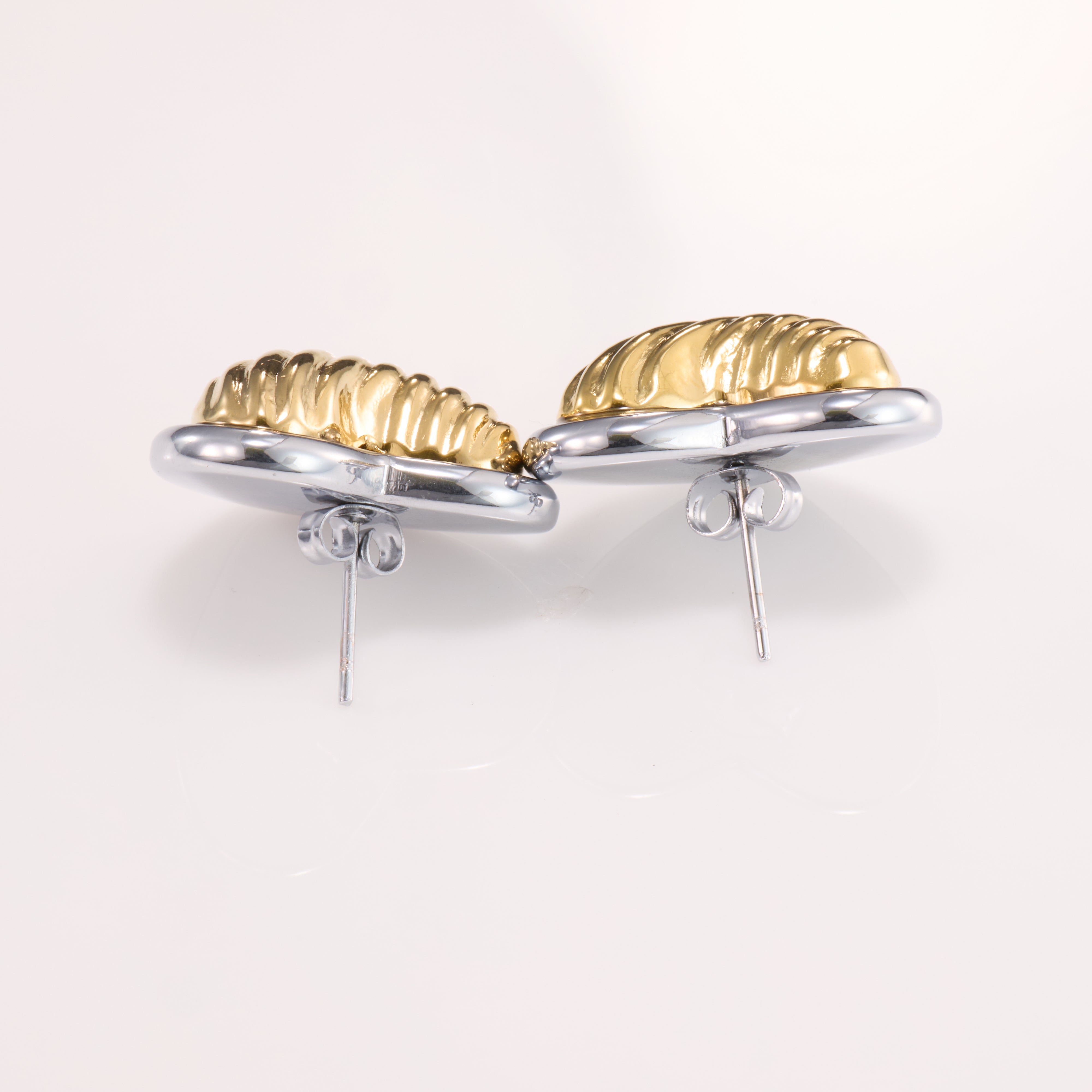 Amouréa Dual-Tone Heart Stud Earrings