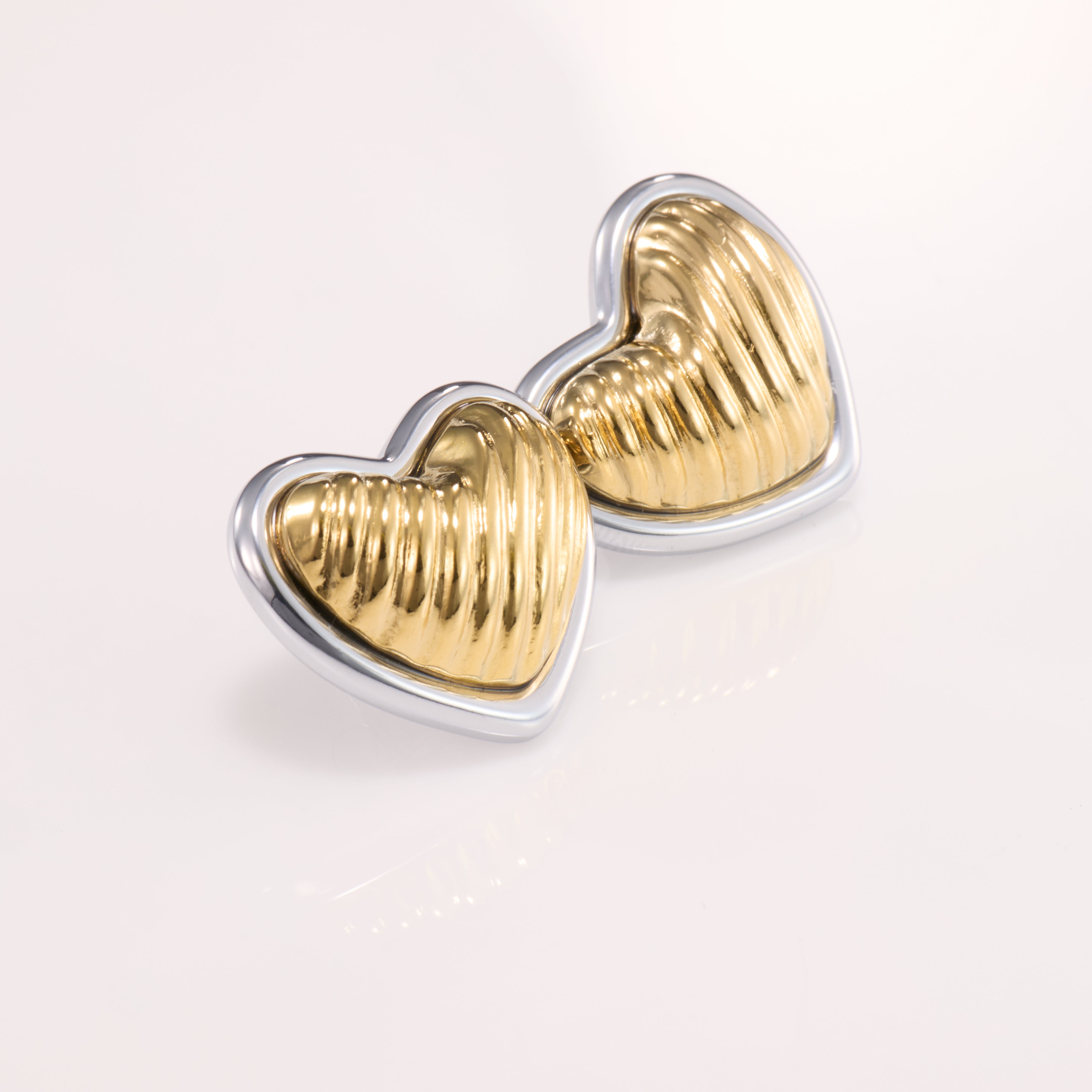 Amouréa Dual-Tone Heart Stud Earrings