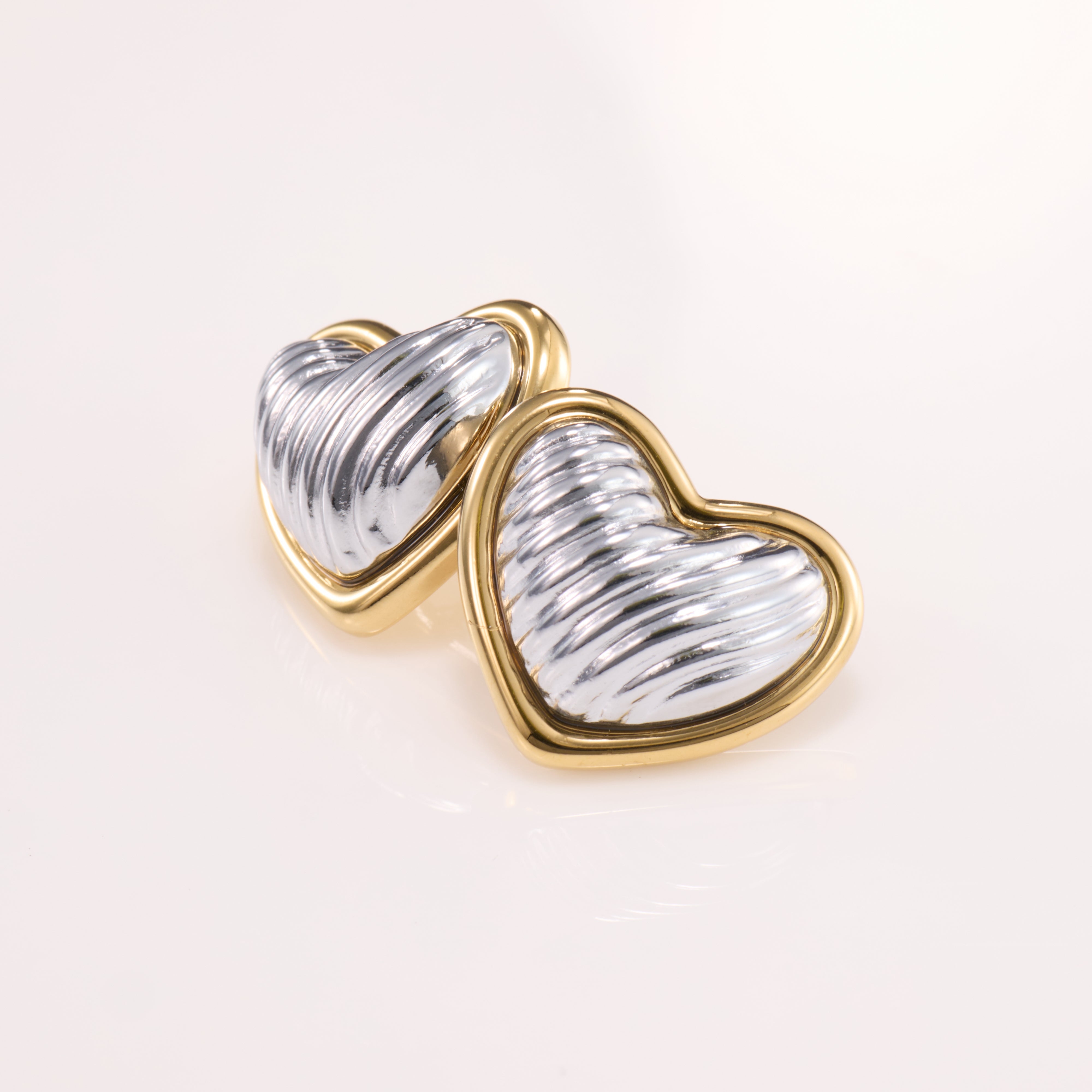 Amouréa Dual-Tone Heart Stud Earrings
