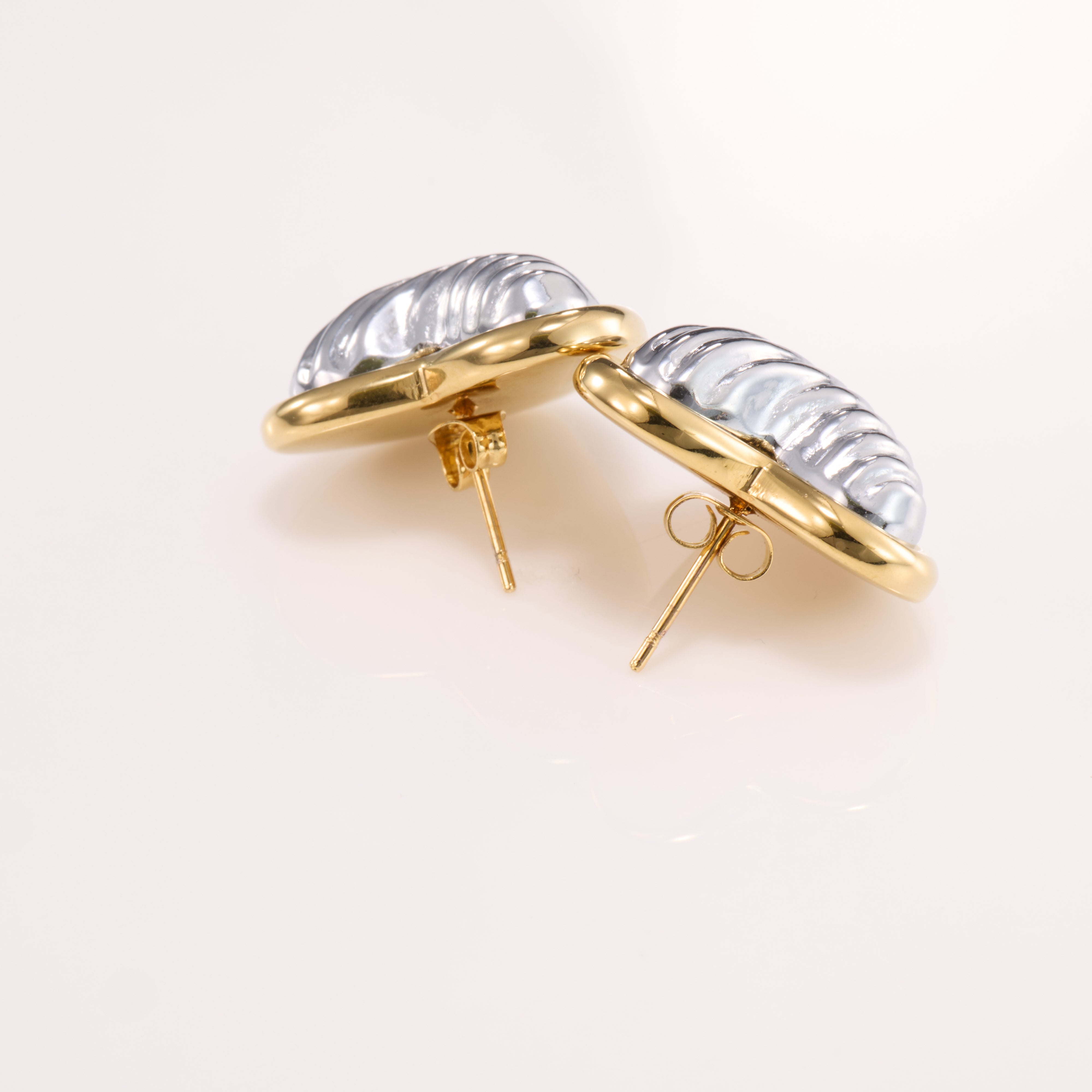 Amouréa Dual-Tone Heart Stud Earrings