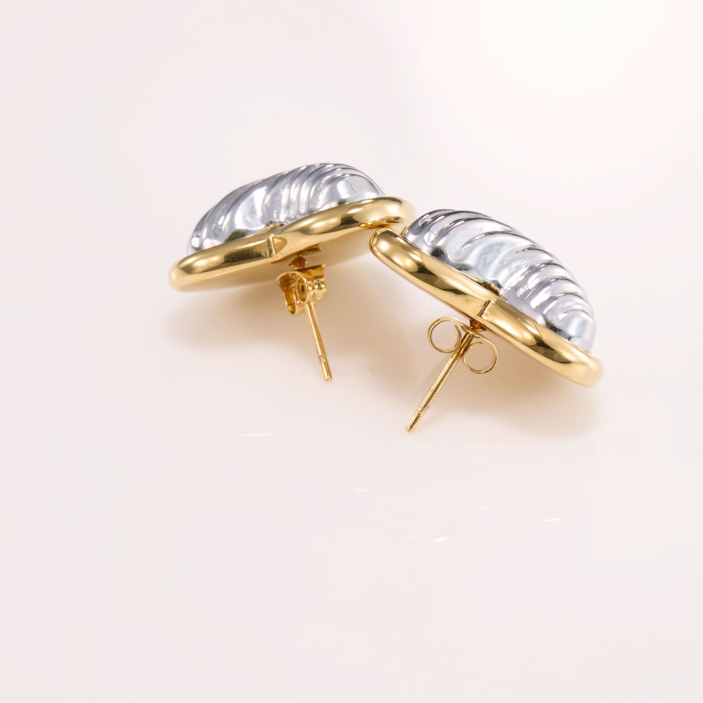Amouréa Dual-Tone Heart Stud Earrings