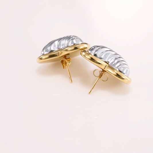 Amouréa Dual-Tone Heart Stud Earrings
