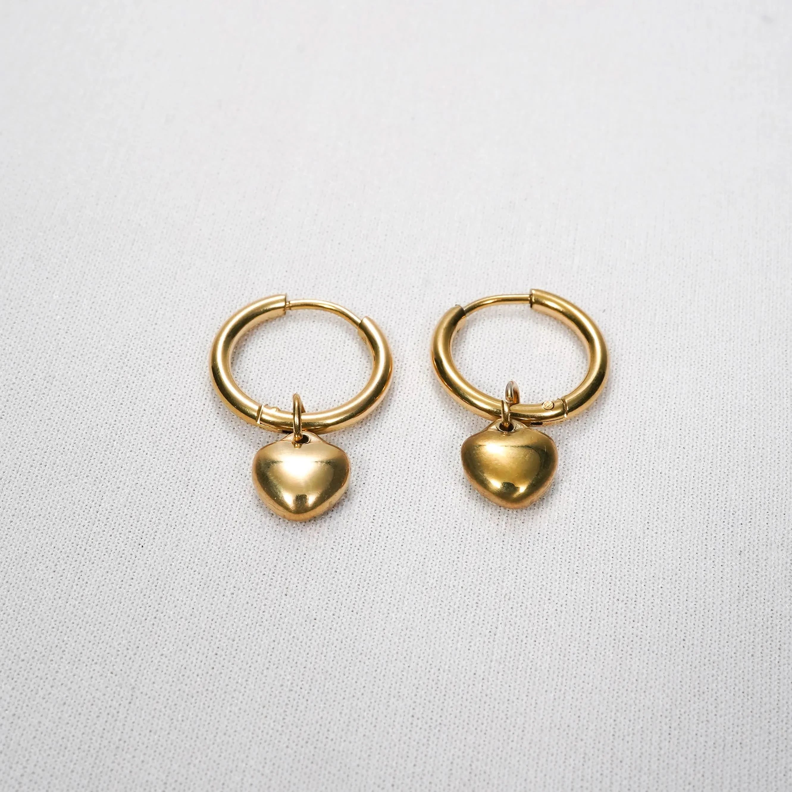 Minimal Heart Drop Hoop Earrings