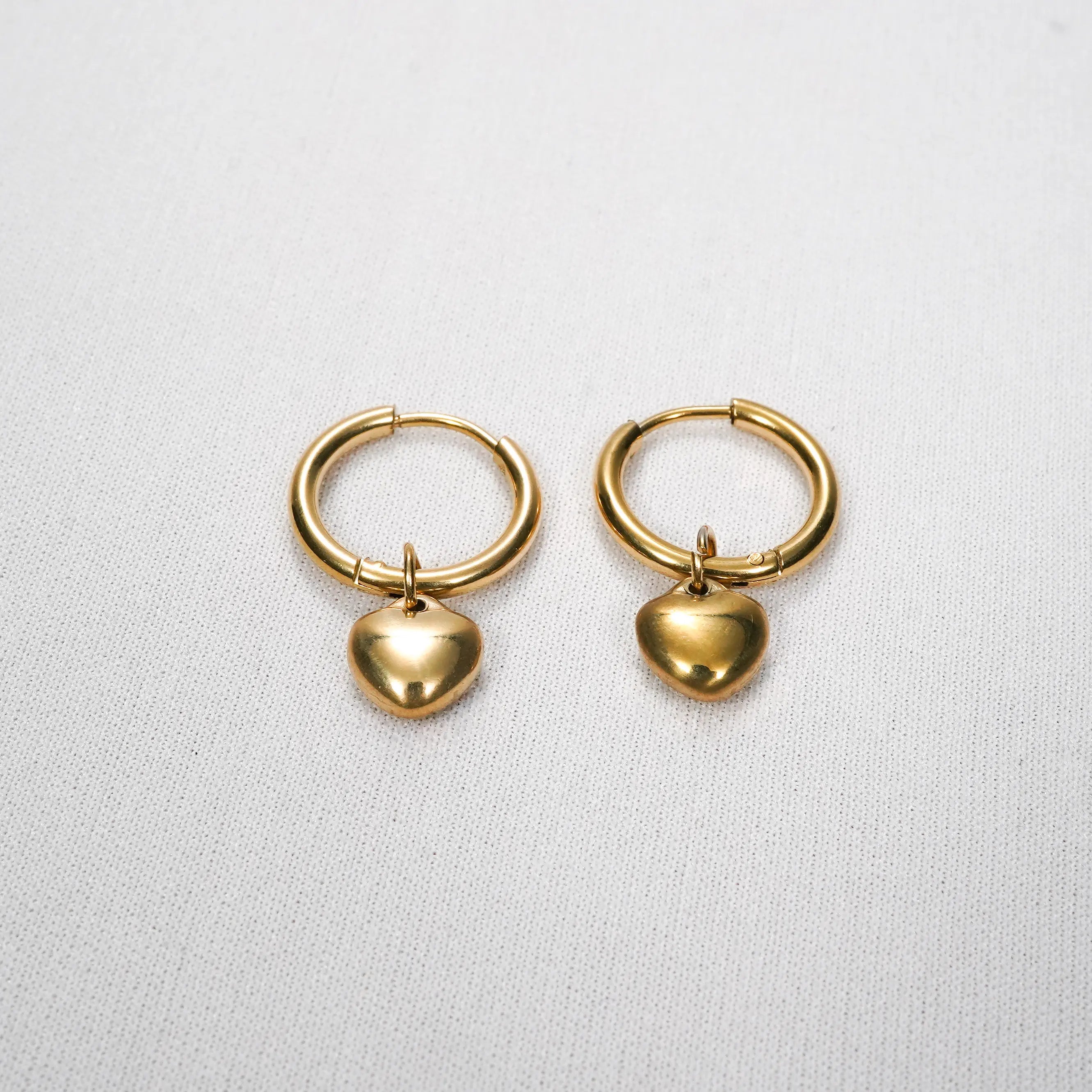 Minimal Heart Drop Hoop Earrings