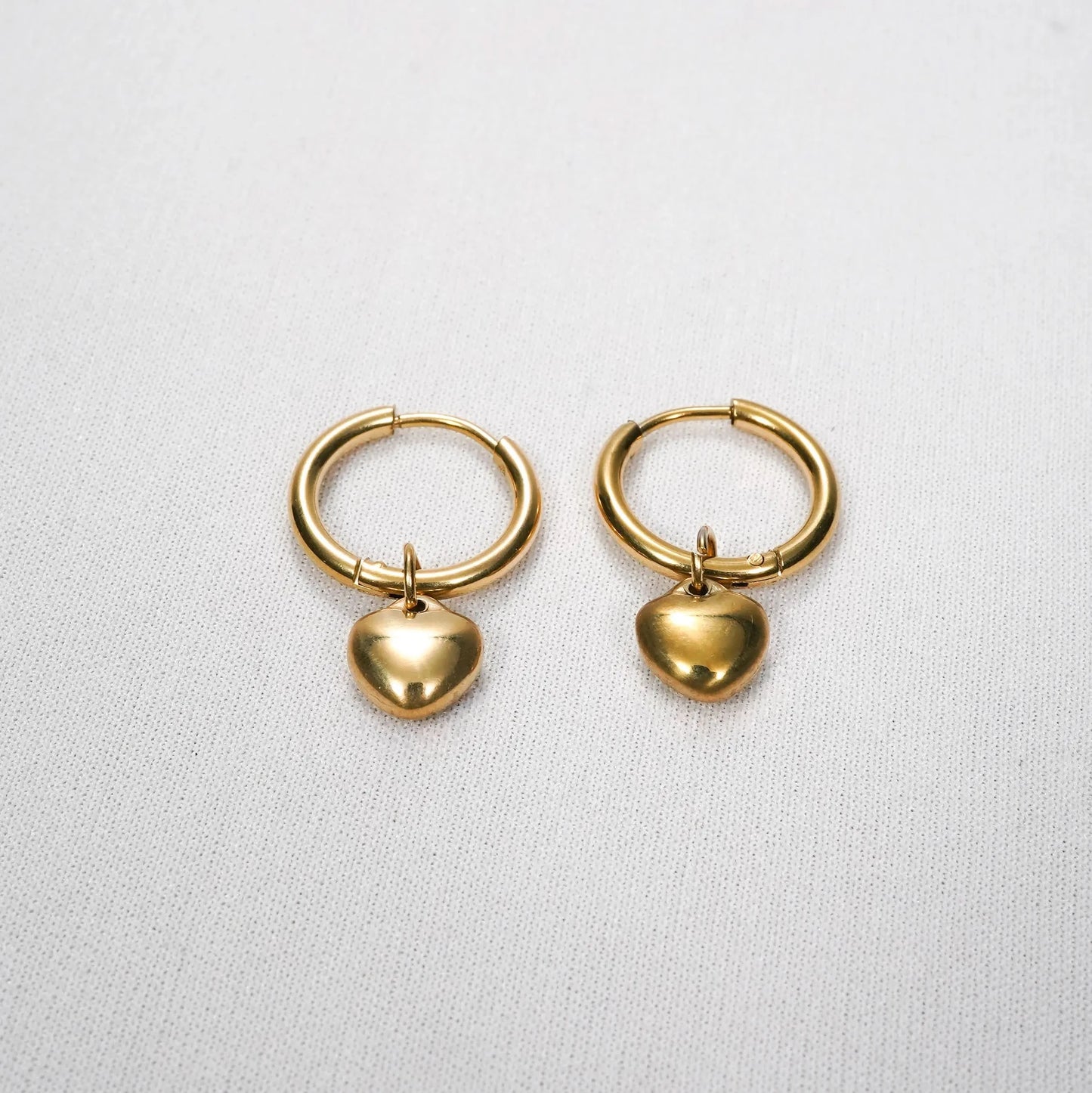 Minimal Heart Drop Hoop Earrings