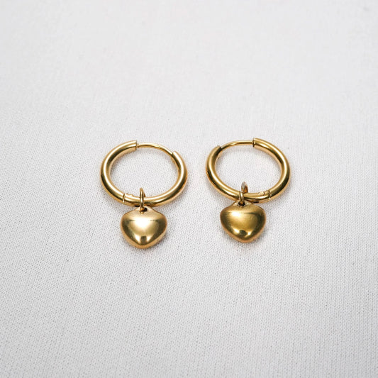 Minimal Heart Drop Hoop Earrings