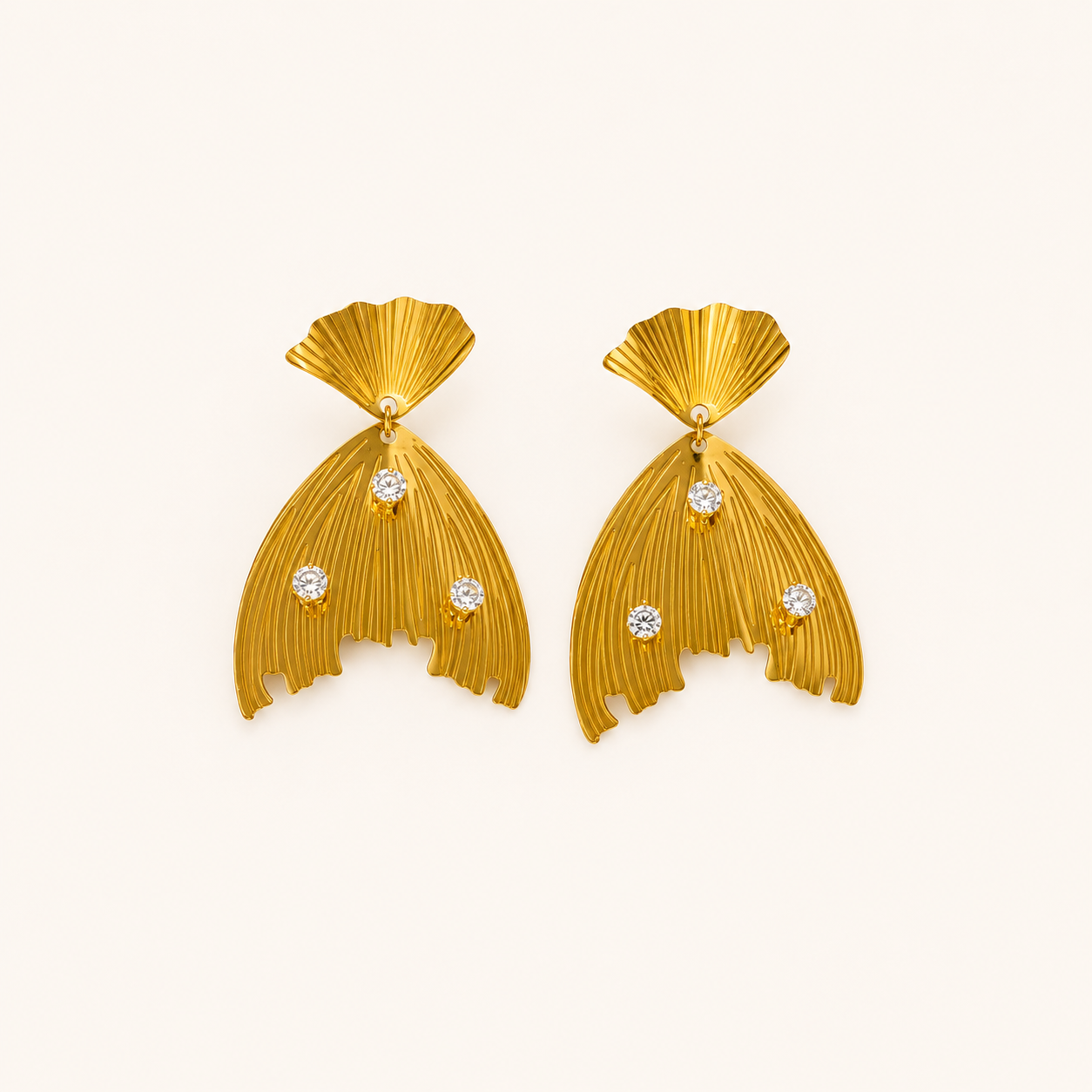 Golden Fan Drop Earrings