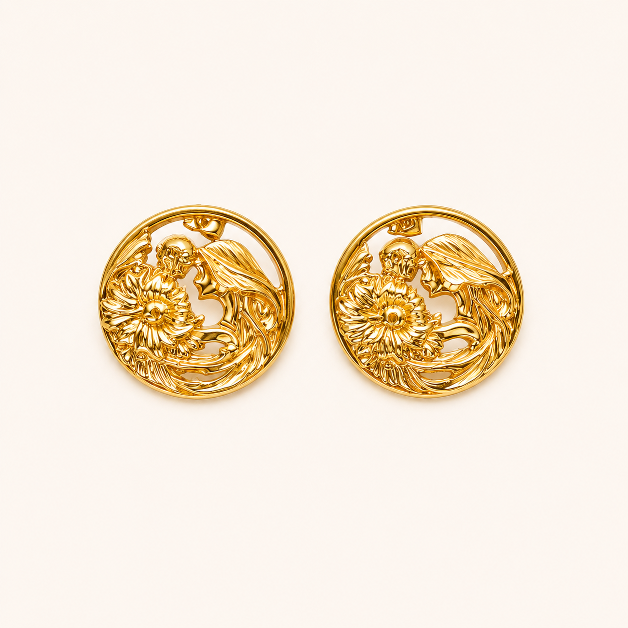 Vintage Gold Medallion Earrings
