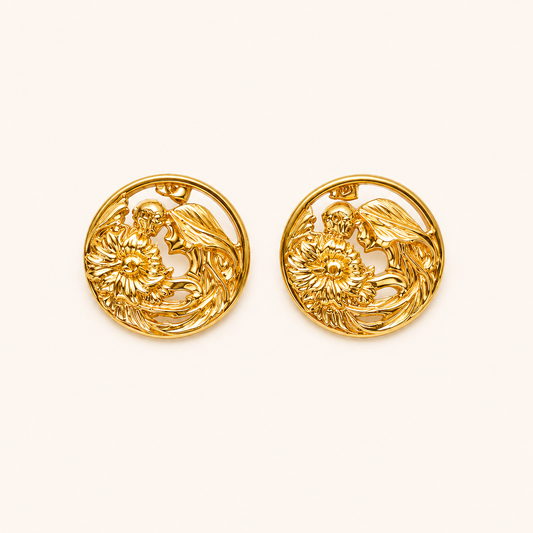 Vintage Gold Medallion Earrings