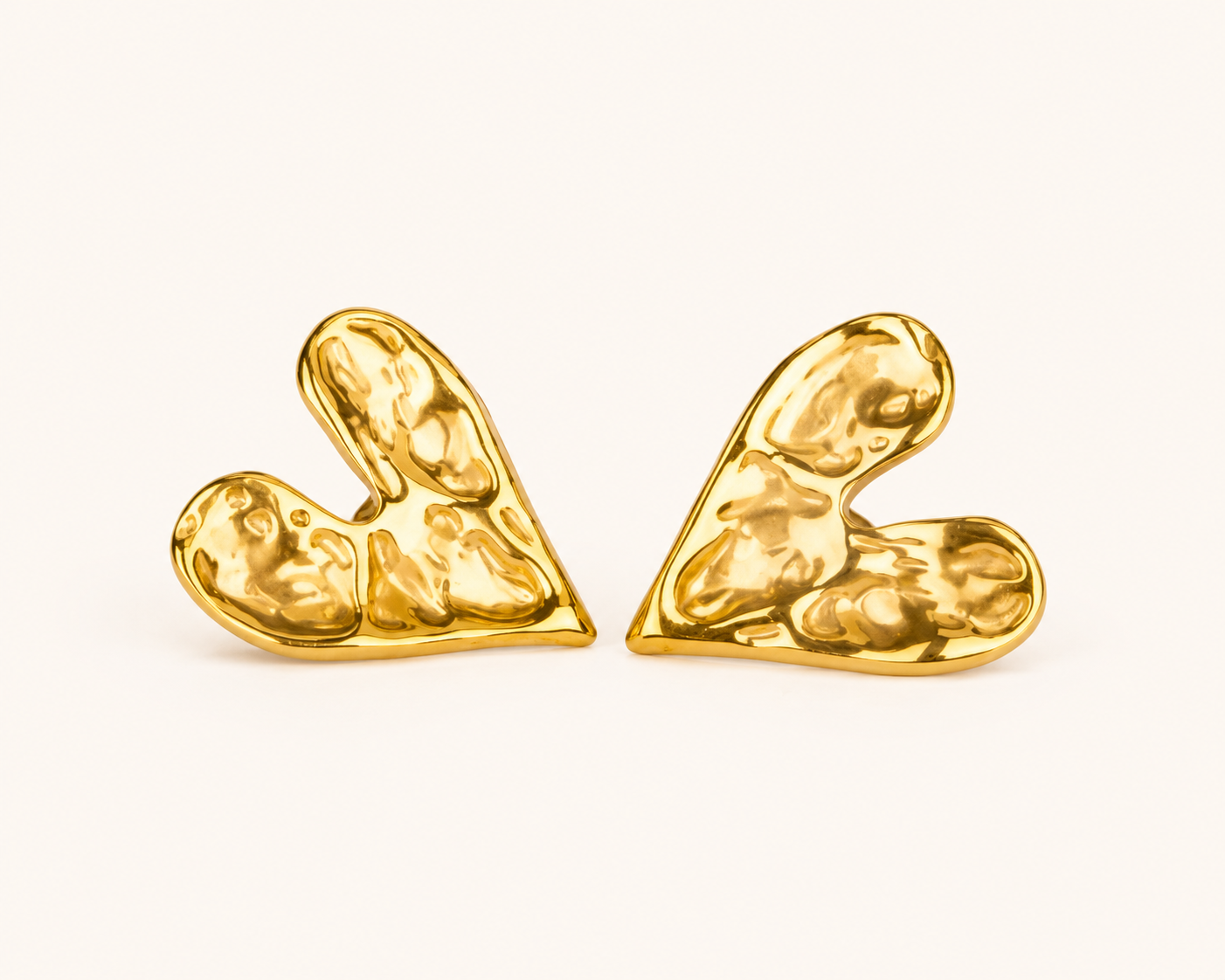 Textured Gold Heart Statement Earrings