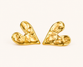 Textured Gold Heart Statement Earrings