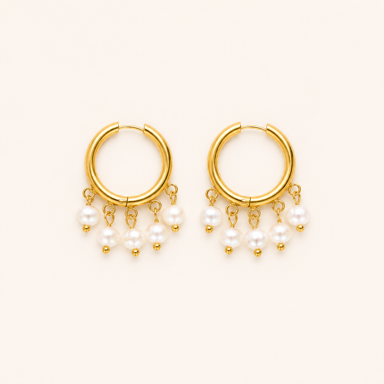 Pearl Charm Hoop Earrings