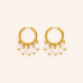 Pearl Charm Hoop Earrings