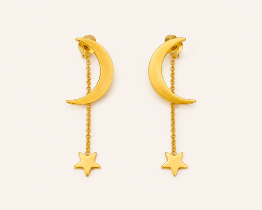 Moon & Star Drop Earrings