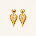 Golden Heart Lace Drop Earrings