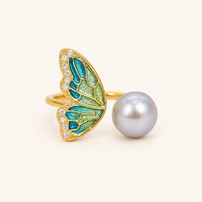 Premium Butterfly Wing Pearl Ring