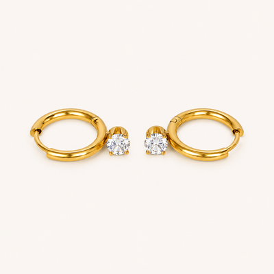 Crystal Solitaire Hoop Earrings