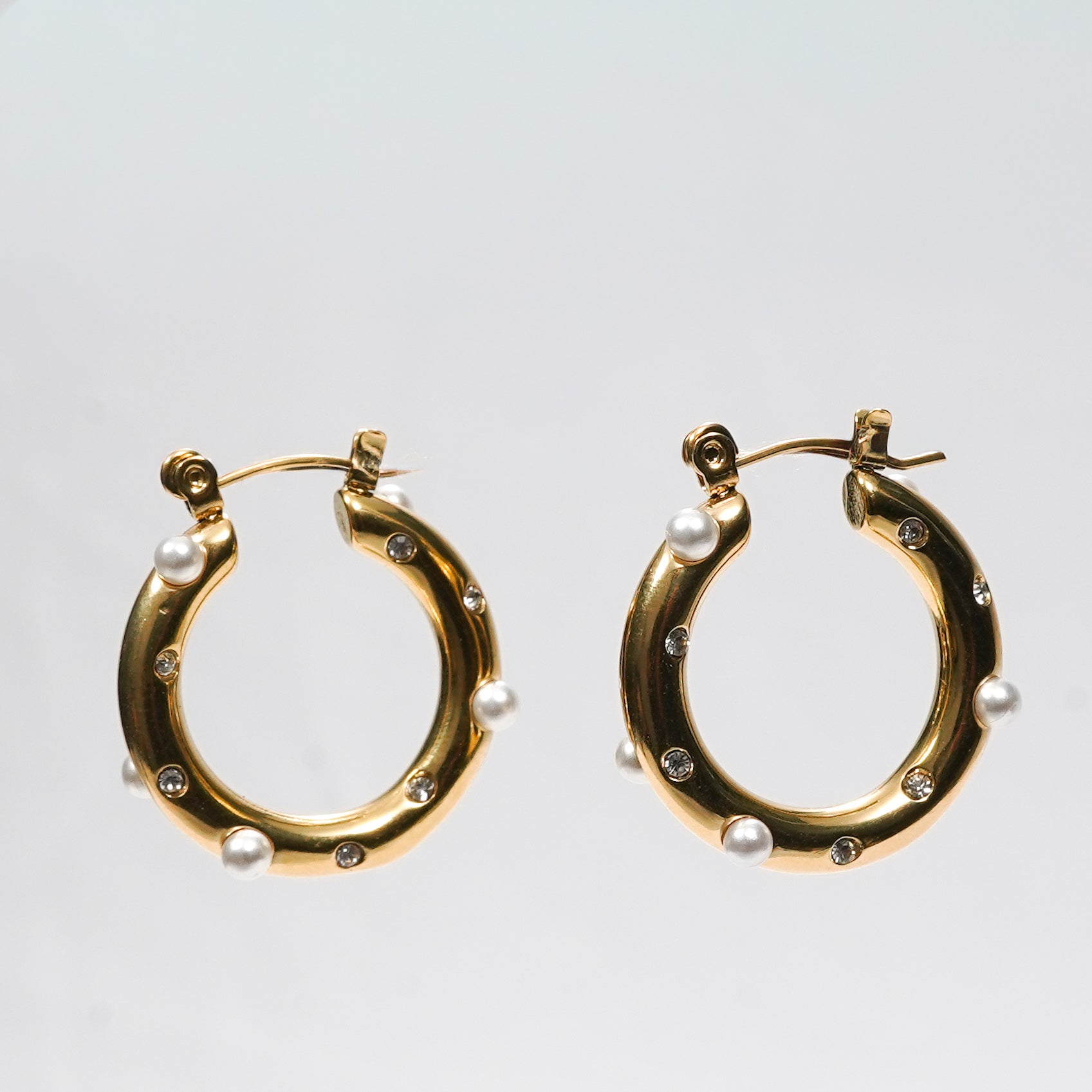 Pearl Accent Hoop Earrings