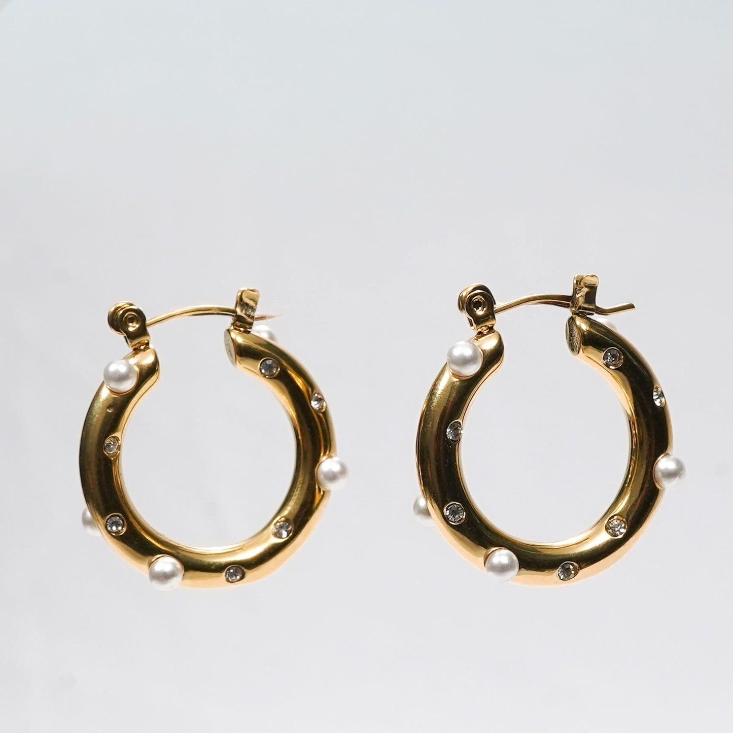 Pearl Accent Hoop Earrings